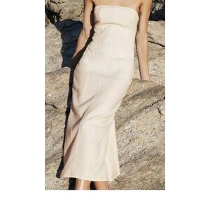 Zara cream strapless dress size small brand new with tags